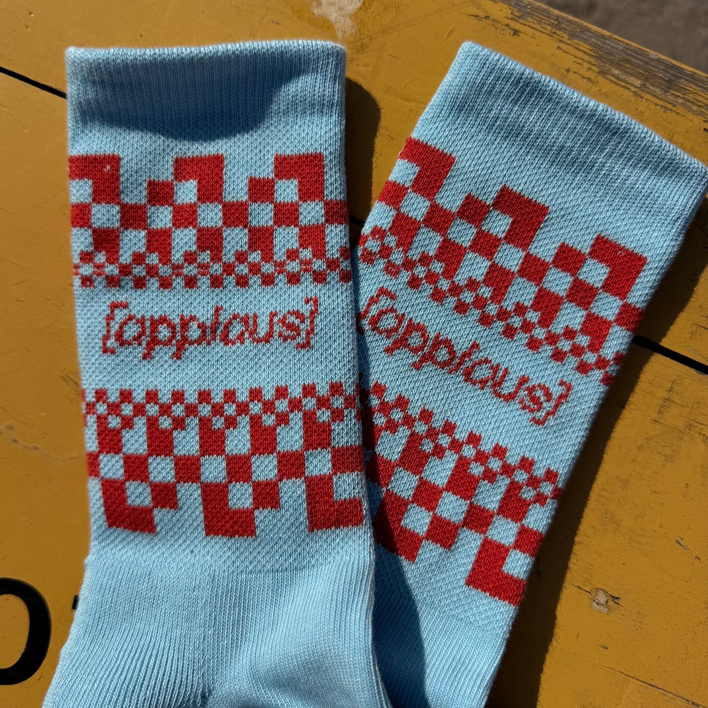 Sokken applaus (lichtblauw met roest)