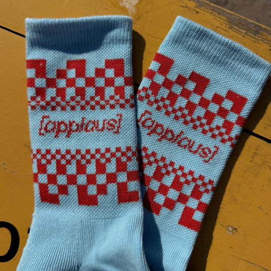 Sokken applaus (lichtblauw met roest)